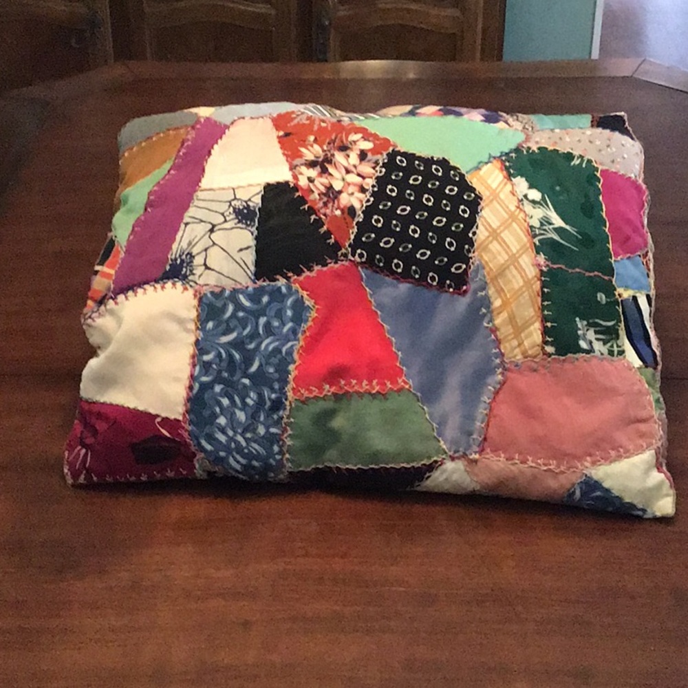 Vintage handmade patchwork accent pillow